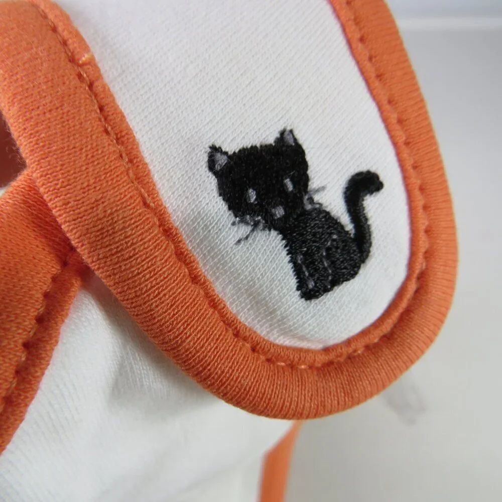 Baby Bib My First Halloween w embroidered witch, black cat & jack-o'-lantern
